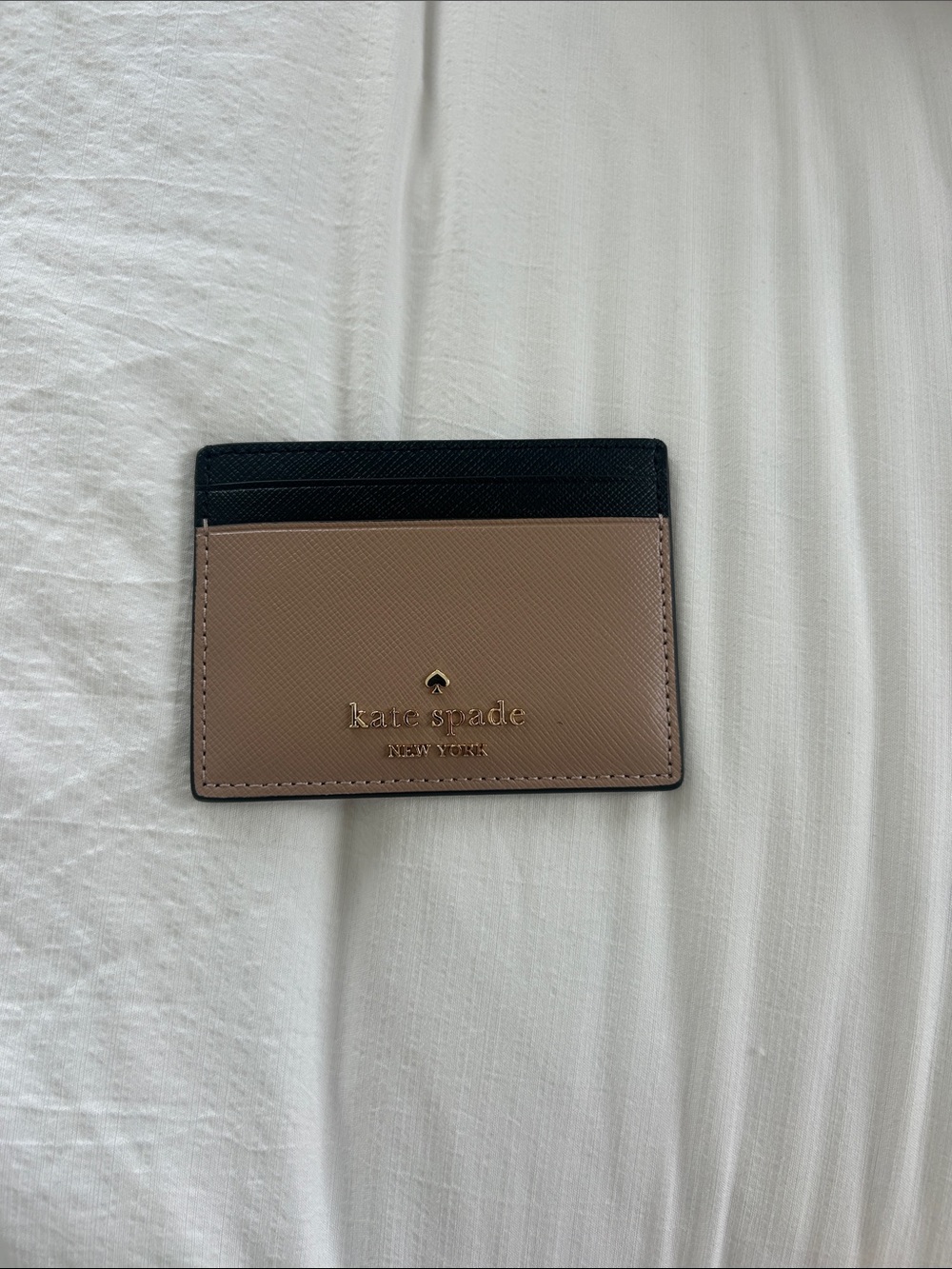 kate spade Black and Taupe Two-Tone Leather Card Holder